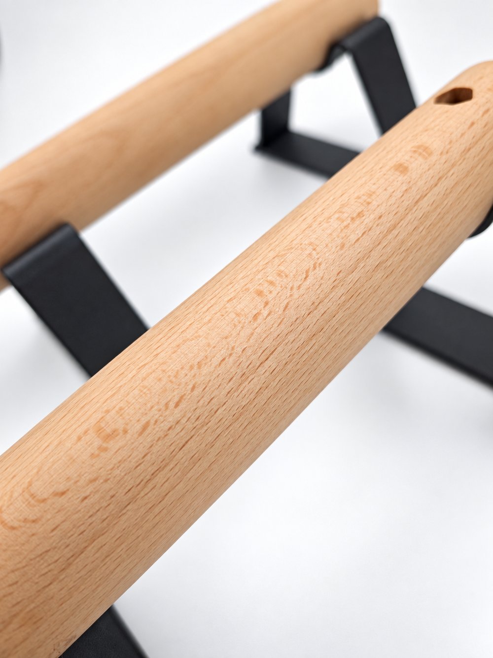 Detalle del grano de la madera de haya de las Antlettes de Xtenia